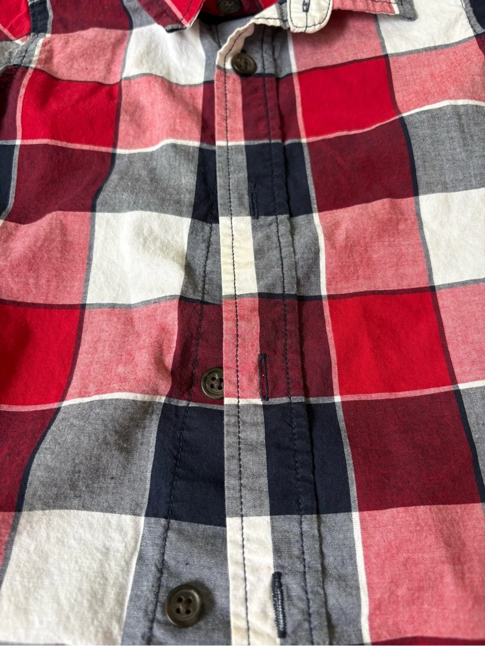 Old Navy Baby Toddler 18-24 Months Short Sleeve Button Down Collar Plaid Red
